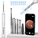 LMECHN Ear Wax Removal 1920P Wireless Ear Cleaner Otoscope with 8pcs Cleaning Kit 3.0mm Visual Ear Camera with 6 LED Lights Portable Endoscope Remover for iPhone, Ipad & Android Smart Phones(White）