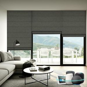 Aprilsmart Motorized Roman Shades (Blackout Safari Smoke-212)