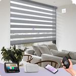 Graywind Customized Smart Zebra Blinds Dual Layer, Hardwired Electric Day Night Blinds Compatible With Alexa Google, Privacy Protection Motorised Window Blinds With Remote for Smart Home, Grey