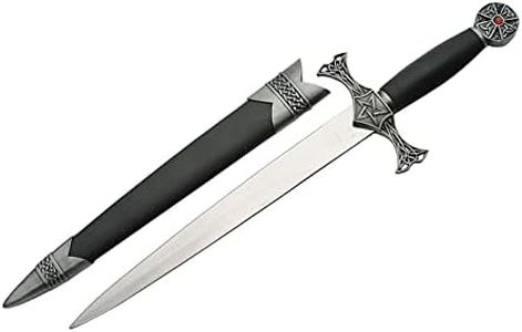 Szco Supplies 15.5” Black Medieval Style Celtic Knot Replica Display Dagger with Adorned Scabbard