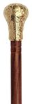 Fashion Passion India Round Handle Walking Stick - Men Derby Canes and Wooden Walking Stick for Men and Women - 37" Brown Ebony Brass Handle in Golden Tone Natural Wood Unisex Cane