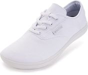 WHITIN Women's Wide Canvas Minimalist Barefoot Shoes | Zero Drop Sole | Casual Sneaker, W87 | All White, 9 Wide