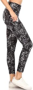 Leggings Depot Women's High Waisted Reflective Yoga Pants with Pockets Athletic Leggings, Coal Tie Dye, Small