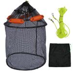 Drasry Large Floating Fishing Basket for Live Bait Shrimp Minnow Mesh Storage Cage Portable Rubber Coated Nylon Baitfish Net Bucket Storage(12.6 * 12.6 * 15 in)