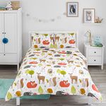 Bloomsbury Mill - Kids Double Duvet Set - Kids Double Bedding for Boys and Girls - Woodland Animals - Childrens Double Bed Duvet Cover Set with 2 x Pillow Cases - 200x200cm