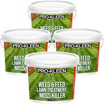 Pro-Kleen 4 in 1 Weed and Feed Lawn Treatment with Moss Killer - Greens Grass, Kills Weeds & Moss & Fertilises Grass - Apply from May-August - Covers up to 312m2 - (4 x 2.5kg)