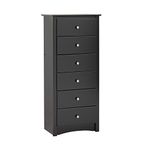 Prepac BDC-2354-K Sonoma Tall 6 Drawer Chest, Black