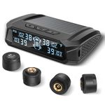 Masoll RV tire Pressure Monitoring System，Wireless TPMS Tire Pressure Monitor System with Solar Charger,RV TPMS with 4 tire Pressure Sensors & 6 Alarm Modes(0-87 PSI)