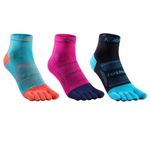 Azarxis Toe Socks Coolmax Low Crew Athletic Running Ankle Five Finger Sport Lightweight Breathable Socks (Rose Red + Lake Blue + Black, Small)