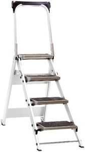 Jumbo Super Proff Escabeau pliable 4 marches en aluminium avec cadre de sécurité 41LG410B