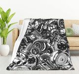 HGOD DESIGNS Automobile Car Parts Pattern Blanket for Men and Women, Soft Warm Throw Blanket and Fleece Flannel Blanket for Couch Bed Living Room Decor 130x150cm