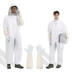 QHZHANG Professional Bee Suit for Men Women, Beekeeping Suit Beekeeper Suit with sheepskin Glove (M)