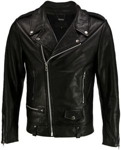DECIMAL Men's Black Genuine Lambskin Leather Biker Jacket VINTAGE REAL BROWN MOTORCYCLE JACKETS FOR MEN (US, Alpha, 3X-Large, Regular, Regular, BLACK R)