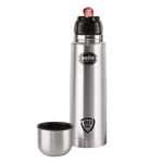 Cello Flipstyle Thermosteel Water Bottle, 1 litre, Silver | Prolonged Hours Hot and Cold | Flask for Tea Coffee | Rust & Leak Proof | Ideal for Office, Gym, Home, Kitchen, Hiking, Travel Bottle