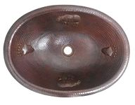 19" Oval Copper Bathroom Sink with Bear and Paw Design