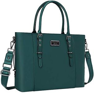 MOSISO PU Leather Laptop Tote Bag for Women (15-16 inch), Deep Teal