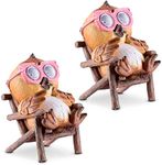 Solar Garden Decorations - Owl Figurine | Outdoor Decor - Patio & Deck LED Figure | Light Up Decorative Statue Accents Yard or Lawn | Weather Resistant | Great Housewarming Gift Idea (Brown - 2 Pack)