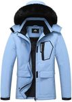 MOERDENG Women's Ski Jacket Waterproof Warm Winter Coat Hooded Snowboarding Jacket Versatile for Hiking & Winter Activities