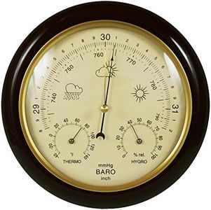 Ambient Weather WS-YG302A-Y Cherry Finish Traditional Barometer with Temperature and Humidity (Beige Dial)