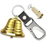 NedFoss 2" Loud Bear Bell with Whistle Set for Hikers, 3 in 1 Hiking Gear Solid Brass Bear Bells with Silencer, Emergency Whistle and Carabiner for Survival, Hiking, Biking, Fishing, Climbing