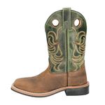 Smoky Children's Jesse Embroidered Leather Western Cowboy Boots - Brown Crackle