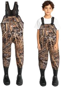 8 Fans Hunting Waders for Kids, Neoprene Youth Fishing Waders with Boot, Lightweight Chest Waders for Toddler Children (Next Camo Evo(s), 10/11#)