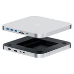 Hagibis USB-C Hub with Dual Hard Drive Enclosure, Type-C Docking Station for Mac Mini M2, Mac Studio M1 Max Ultra with 2.5inch SATA, M.2 SSD, 4K@60Hz DP1.4 & HDMI, USB3.2 Gen2, SD/TF (MC25 Pro HD)