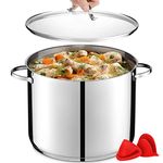 GOURMEX 17Qt Induction Stockpot Stainless Steel Pot with Glass Cookware Lid Interior Measurement Markings Compatible with All Heat Sources Dishwasher Oven Safe (17 Quart)