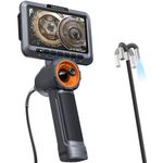 Teslong 360 Articulating Borescope with Light, 5'' Monitor Industrial Inspection Camera with 4-Way Joystick Articulation, HD Endoscope Camera for Automotive, Pipes, and Mechanics (0.24inch-5FT)