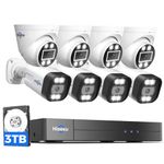 [2-Way Audio+121°Wide Angle] Hiseeu 4K 8MP PoE Security Camera System,8Pcs 5MP IP Wired Cameras Indoor Outdoor,PoE NVR 16CH Expandable,Human/Vehicle Detect,Playback,3TB HDD,24/7 Record, PK-8YH72-CT