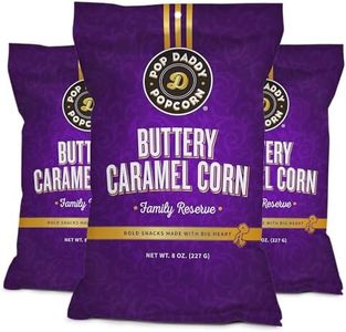 Pop Daddy Flavored Popcorn Gourmet, Buttery Caramel Flavor, Hand Seasoned Kernels Gluten Free Popcorn Snacks, 8oz Individual Bags, 3 Pack