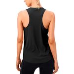 TERODACO Sports Vest Women Racer Back Quick Dry Yoga Tank Tops for Women Loose Fit Gym Tops for Women Sleeveless Workout Fitness Running T Shirt,Baggy Lightweight Seamless Cooling 12131 Black M