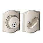 Schlage B60N CAM 619 Camelot Single Cylinder Deadbolt, Satin Nickel