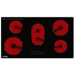 COVERCOOK 90cm Ceramic Hob, 5 Zones Hot Plate Burners Built-in Electric Cooktop with Dual Oval Zone, 8400W with Touch Control Child Lock 9 Power Level