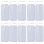 LiteTour 10 Pieces Large Electrode Pads for TENS Unit Replacement Pads for TENS Machine 2mm PIN Connector - 2x4 Inches Self-Adhesive Electrodes