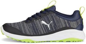 PUMA Men's Fusion Pro Golf Shoe, Puma Navy Puma Silver Lime Smash, 8.5 US