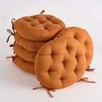 SKANDA FAB Cotton Reversible Round Chair Pad Cushion - Cinnamon Brown, 40 X 40 X 8 Cm (Pack of 6)