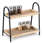 Navaris 2 Tier Countertop Organizer - Bathroom Kitchen Counter Shelf Rack Caddy Tray for Storage - Small Wood Two Tiered Organization Shelves