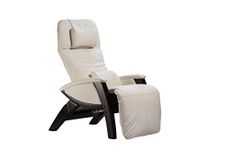 Svago ZGR Plus SV-395 Dual Power Infinite Position Zero Anti Gravity Recliner with Heat and Massage - Cognac Faux Leathe-Snowfall White-Standard Ground Curbside