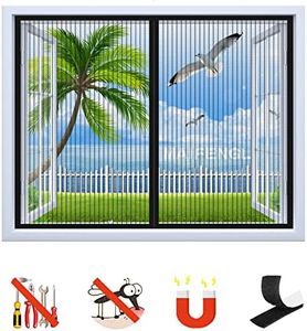 Magnetic Window Screen, Heavy Duty Mesh Curtain with Full Frame Hook and Loop, Close Automaticlly Magnetic Door Fly Insect Screen Curtain-Black-A|| 28x39inch(70x100cm)