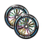 CLAS FOX Pro Scooter Wheels 120x30mm - Scooter Wheels 120mm Pair - Set of 2 - Pro Scooter Wheels Bearings Installed - Scooter for Kids - Scooter Parts (Black-Rainbow)