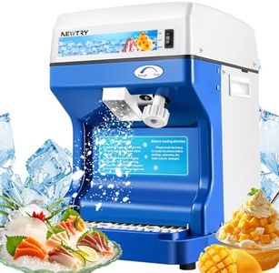 NEWTRY Commercial Ice Shaver Machine Electric Ice Cube Crusher Snow Cone Maker with Aluminum Alloy Blade Thickness Adjustable 260lb/h for Small Ice Cubes Summer Parties Bar Use 110V US