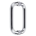 Ranbo C-Shaped 6" Back-to-Back frameless Glass Door push pull Handle, Fits 8-12mm Glass Doors,6"Mounting Hole Distance, 304 Stainless Steel, Polished Chrome - For Bathroom, Shower, Sauna, Spa, Office