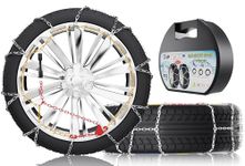 TEPU Snow Tire Chains for Car, Suv, Pickup Trucks and Trucks Tires, Portable Reusable Alloy Steel Tire Chains, Snow Chains Compatible with Tire Width 215 225 235 245 255MM, Set of 2 - KN120