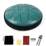 Essenza 11 Notes 6 Inch Glacier Blue Alloy Steel Tongue Drum Perfect Percussion Musical Instrument for Kids and Adults Handpan Drum for Meditation, Yoga Includes Mallets, Finger Picks & Travel Bag