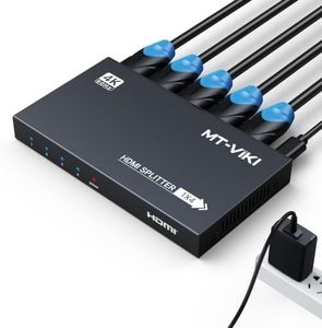 MT-VIKI 1x4 2.0 HDMI Splitter 1 in 4 Out, 4K@60Hz HDMI Duplicator/Distributor HDR Support EDID HDCP 2.2 RGB 4:4:4 18Gbps-Adapter Included (4 Ports)