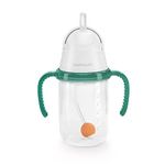 NumNum Weighted Straw Cup for Infant & Toddler 6-12 Months - Expert Endorsed - 7oz Training Baby Cups w/Removable Handles - Easy to Use Self Feeding & Drinking Skills - Food-Grade Silicone (Green)