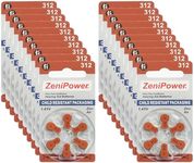 ZeniPower Size 312 Mercury Free 1.45V Hearing Aid Batteries Zinc Air (120 Batteries)