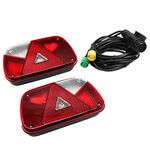 ETUKER 1Pair Trailer Tail Lights Kit Trailer Rear Lamp, 12V Universal Trailer Waterproof Trailer Tail Light Kit, With 13 Pin Plug 2pcs 4m Long 6 Core Cable, For Caravan/Truck/Trailer/Tail Lamp