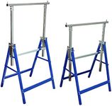 'vidaXL Adjustable Steel Scaffolding Trestles with Safety Lock and Anti-Slip Protection - Load Capacity Up to 150 kg - Blue/Zinc-Colored